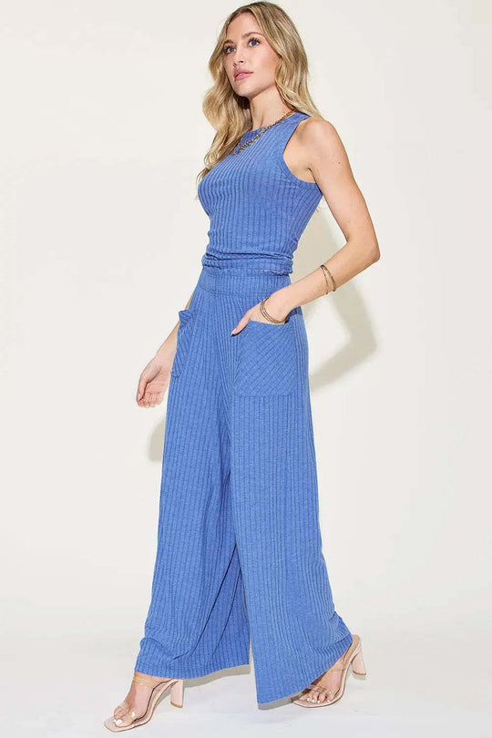 Damen lässiger Overall mit weitem Bein und praktischen Taschen R&B