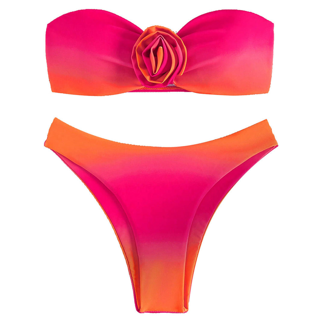 Damen Bandeau-Bikini mit floralem Herzdesign R&B