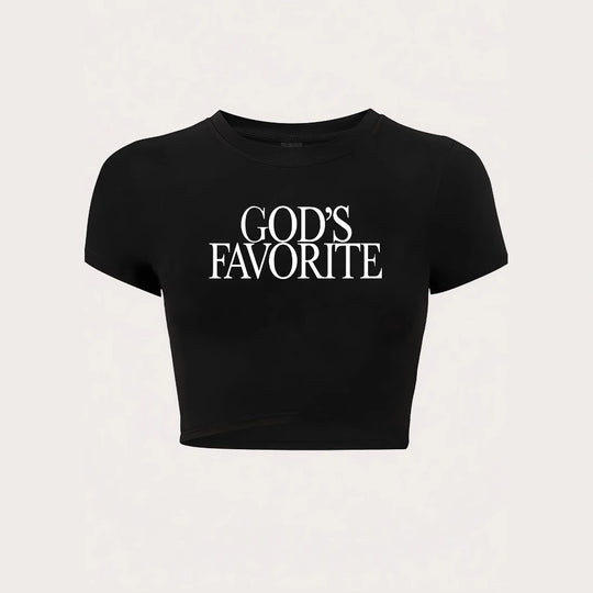 Damen Crop-T-Shirt mit künstlerischem Schriftzug R&B
