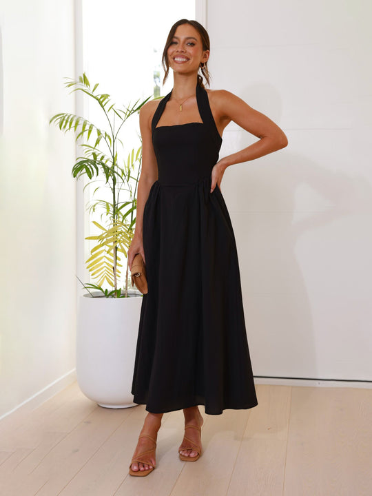 Damen Maxikleid mit modernen Trägern und fließendem Schnitt R&B
