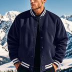 Herren nan stylische College-Varistyjacke mit geripptem Kragen, elastischen Bündchen und wärmender Thermowattierung R&B