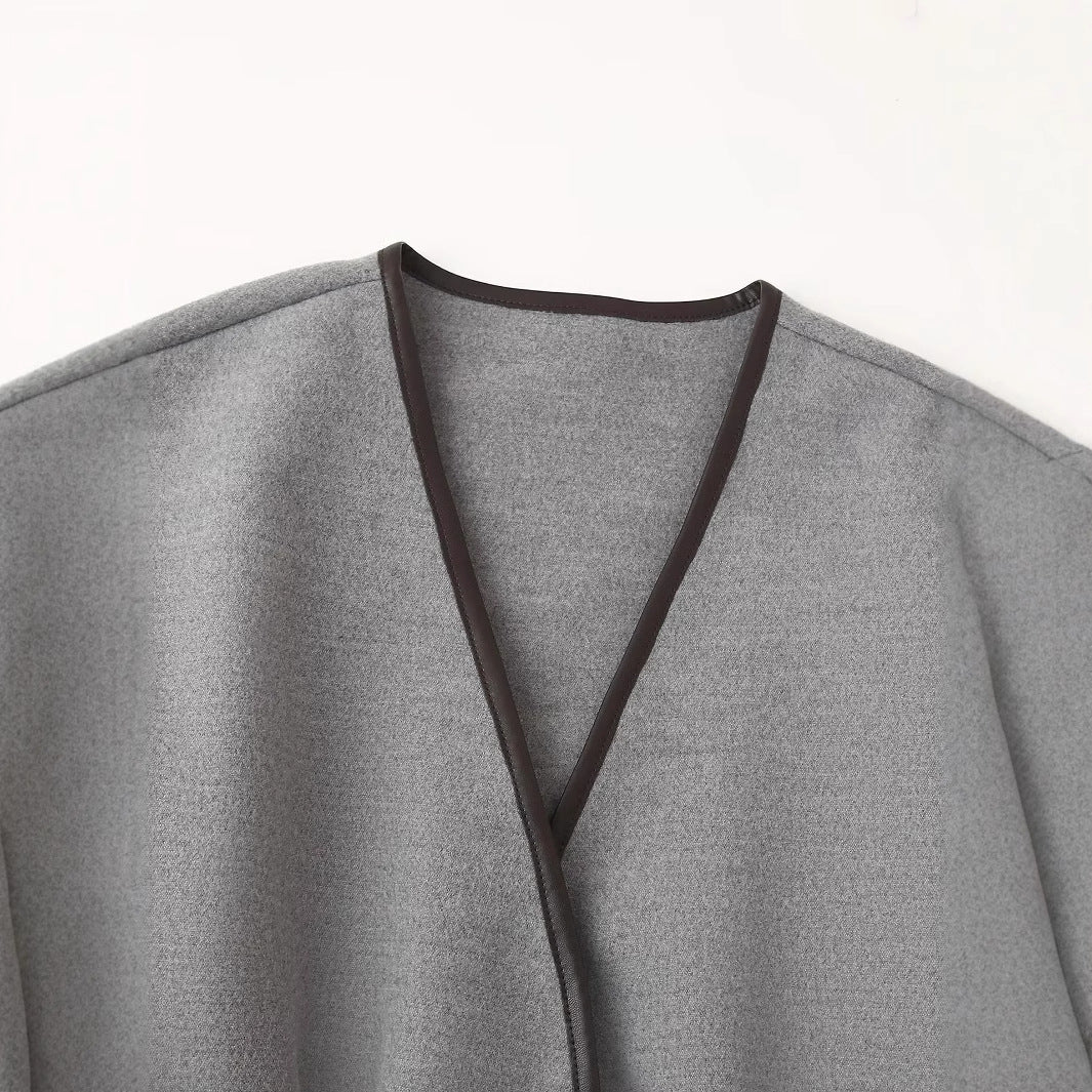 Damen elegante Wickeljacke mit praktischen Taschen R&B