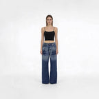 Damen Weite High-Waist Jeans mit Farbverlauf