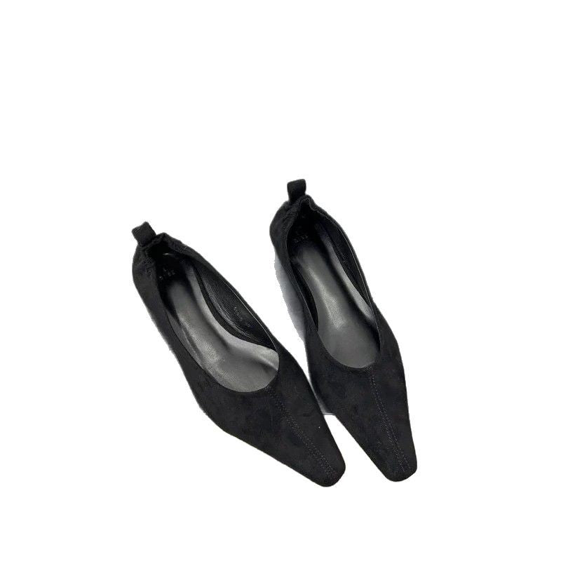 Damen Elegante Ballerinas mit spitzem Zehenbereich und feiner Velours-Oberfläche R&B