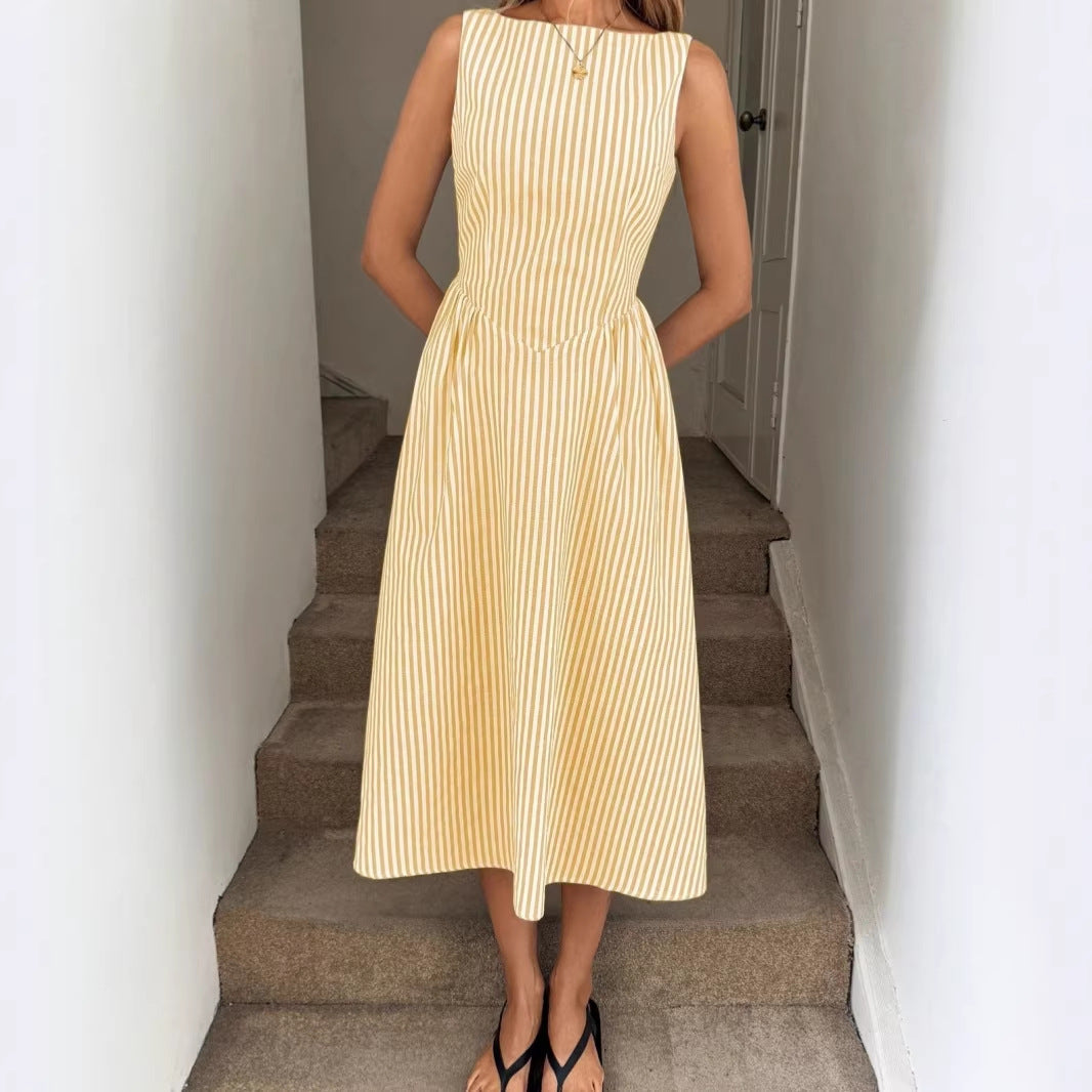 Damen Elegantes Midi-Kleid im Streifenlook R&B