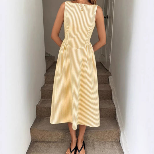 Damen Elegantes Midi-Kleid im Streifenlook R&B