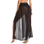 Damen Eleganter Wickelrock aus leichtem Chiffon mit hohem Schlitz R&B