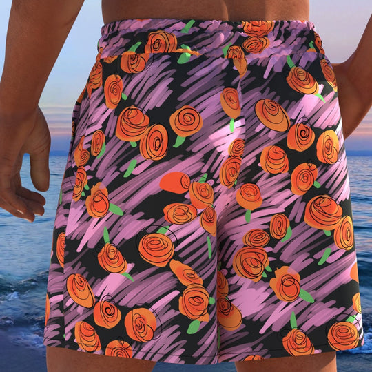 Herren Badeshorts mit modernem Streifen-Design und elastischem Bund R&B