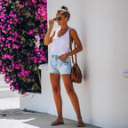 Damen Jeans-Shorts im stylischen Destroyed-Look mit Sternenmotiven R&B