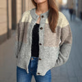 Damen Strickjacke mit knöpfbarem Design und modernen Farbschnitten R&B