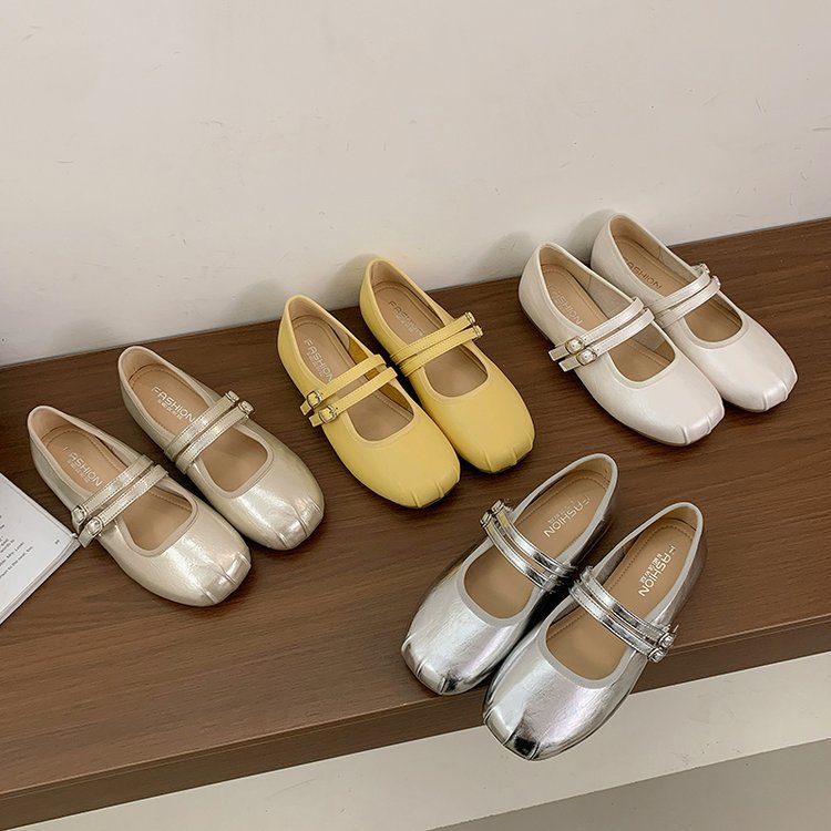 Damen elegante Ballerinas mit doppeltem Riemen und komfortabler Innensohle R&B