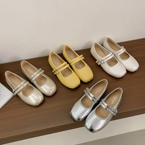 Damen elegante Ballerinas mit doppeltem Riemen und komfortabler Innensohle R&B