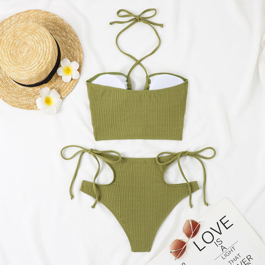 Damen Hoch tailliertes Bikini-Set mit stylischem Cut-Out und verstellbaren Trägern R&B