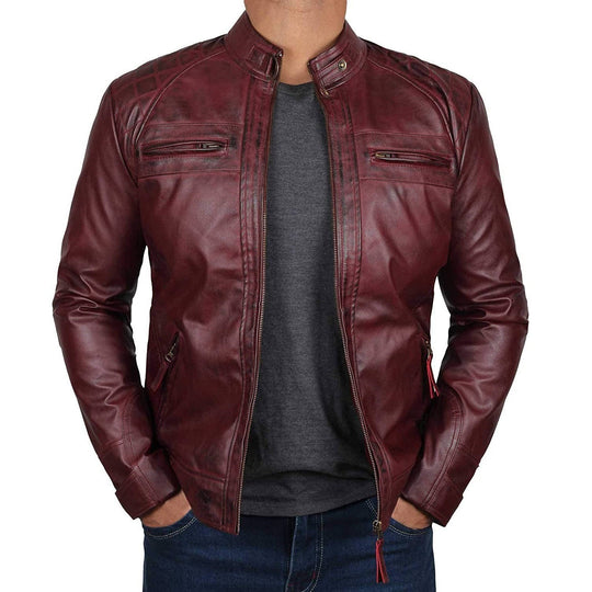 Herren Bikerjacke mit funktionalen Taschen und einzigartiger Steppung R&B