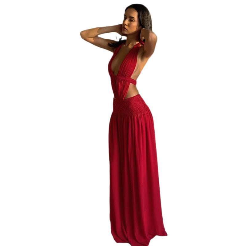 Damen Elegantes Abendkleid mit tiefem Ausschnitt und seitlichen Cut-Outs R&B