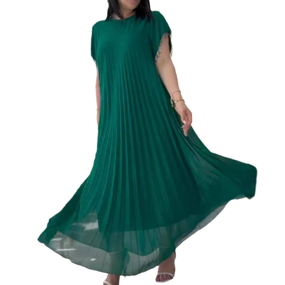 Damen Maxikleid mit elegantem Faltenwurf und raffinierten Details Heidi-Mode