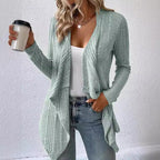 Damen gemütliche Strickjacke mit lässigem Schnitt und asymmetrischem Saum R&B