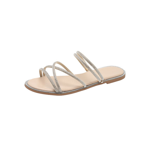 Damen Glamouröse Slide-Sandalen mit funkelnden Riemen und komfortablem Fußbett R&B