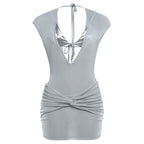 Damen Glamouröses Jumpsuit mit tiefem V-Ausschnitt und Wickeldesign R&B
