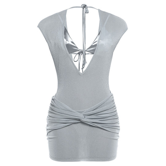 Damen Glamouröses Jumpsuit mit tiefem V-Ausschnitt und Wickeldesign R&B