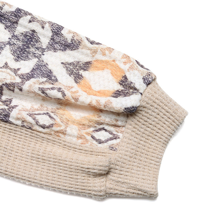 Damen Strickpullover mit modernen Raglanärmeln und floralem Muster R&B