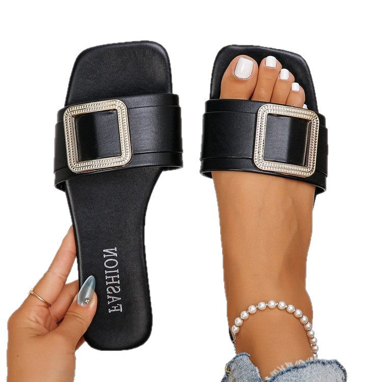 Damen Komfortable Slides mit modischen Schmuckdetails R&B