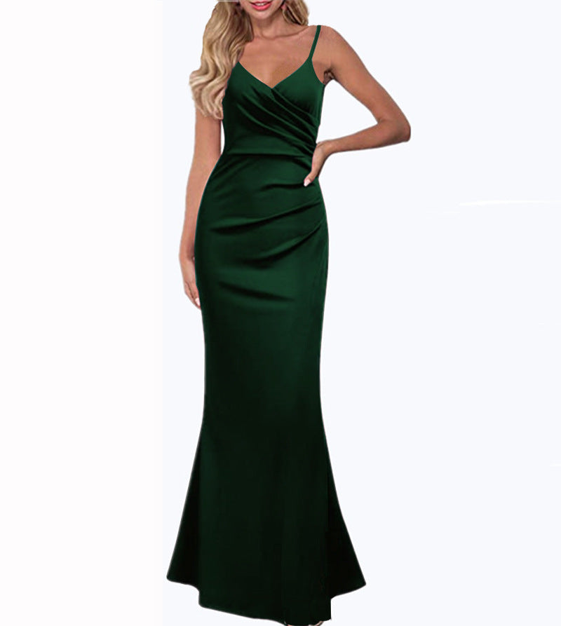 R&B | Einfarbiges Slim Fit Fließendes Maxikleid