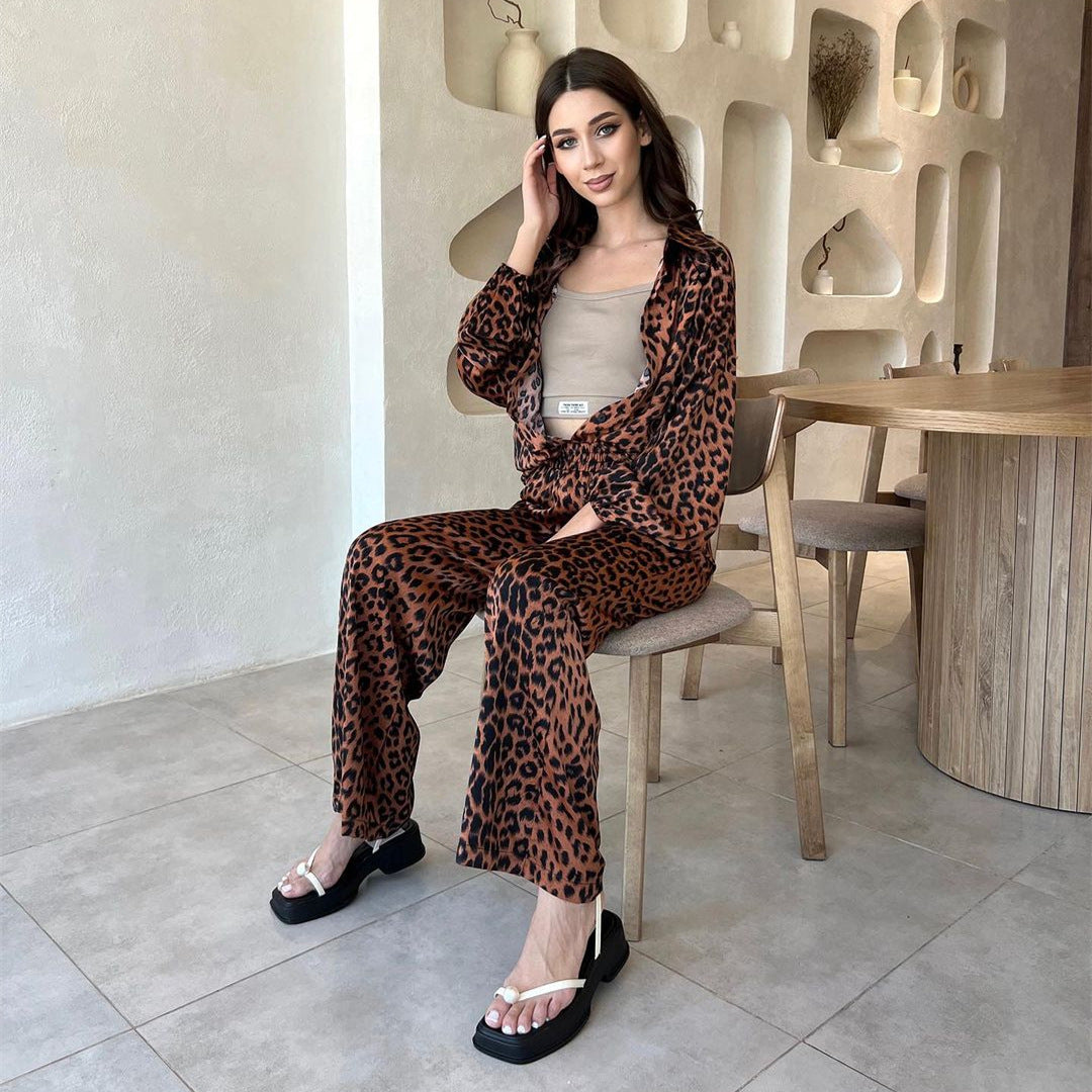 Damen Elegantes und gemütliches Lounge-Set mit Leopardenmuster R&B