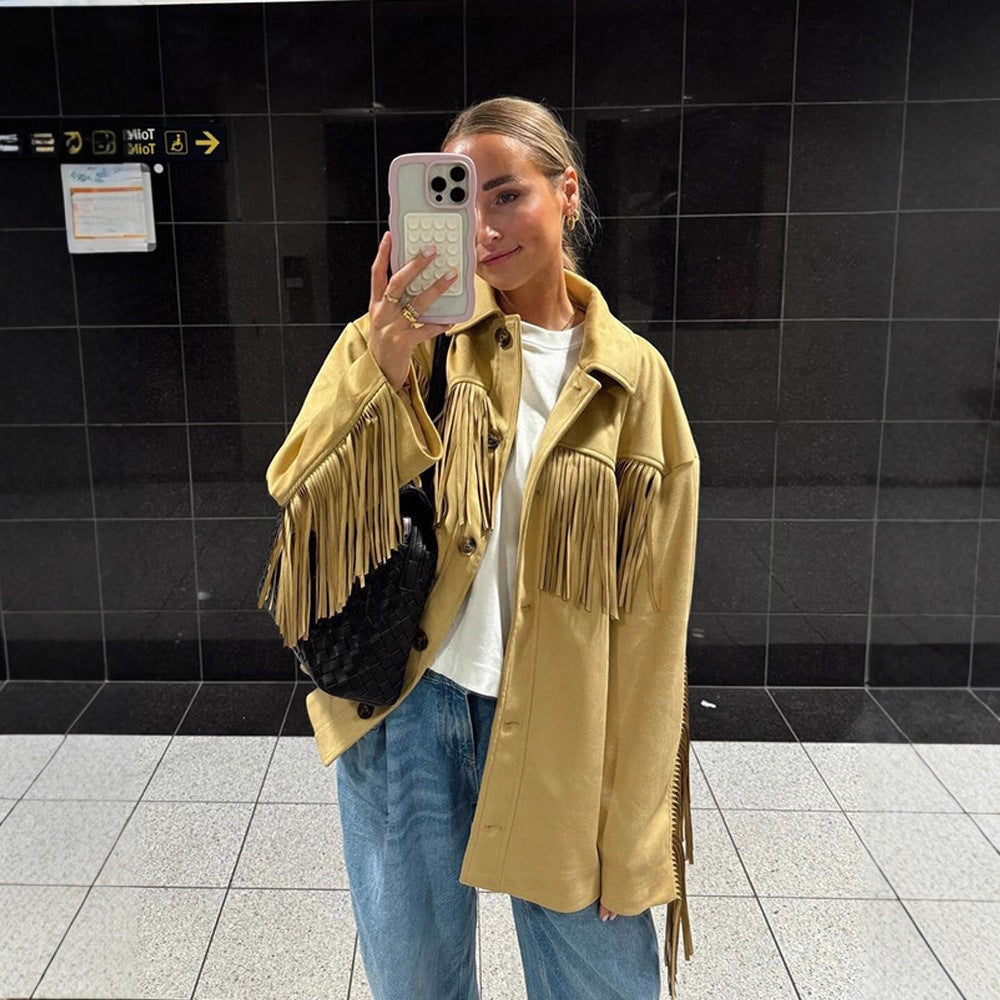 Damen modische Fransenjacke R&B