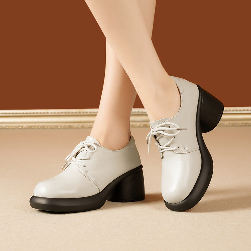 Damen Elegante Schnürschuhe mit hochgezogenem Blockabsatz und weichem Innenfutter R&B