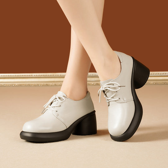 Damen Elegante Schnürschuhe mit hochgezogenem Blockabsatz und weichem Innenfutter R&B