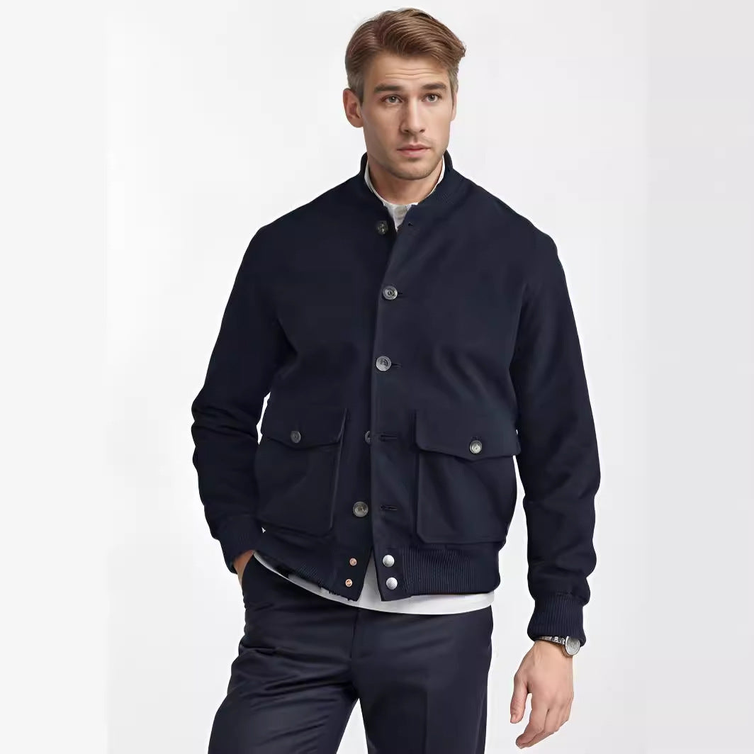 Herren lässige Bomberjacke mit praktischen Taschen und elastischen Bündchen R&B