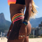 Damen Bandeau-Bikini mit farbigen Streifen R&B