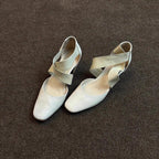 Damen elegante Ballerinas mit geschmackvoller Überkreuz-Schnürung und komfortablem Blockabsatz R&B