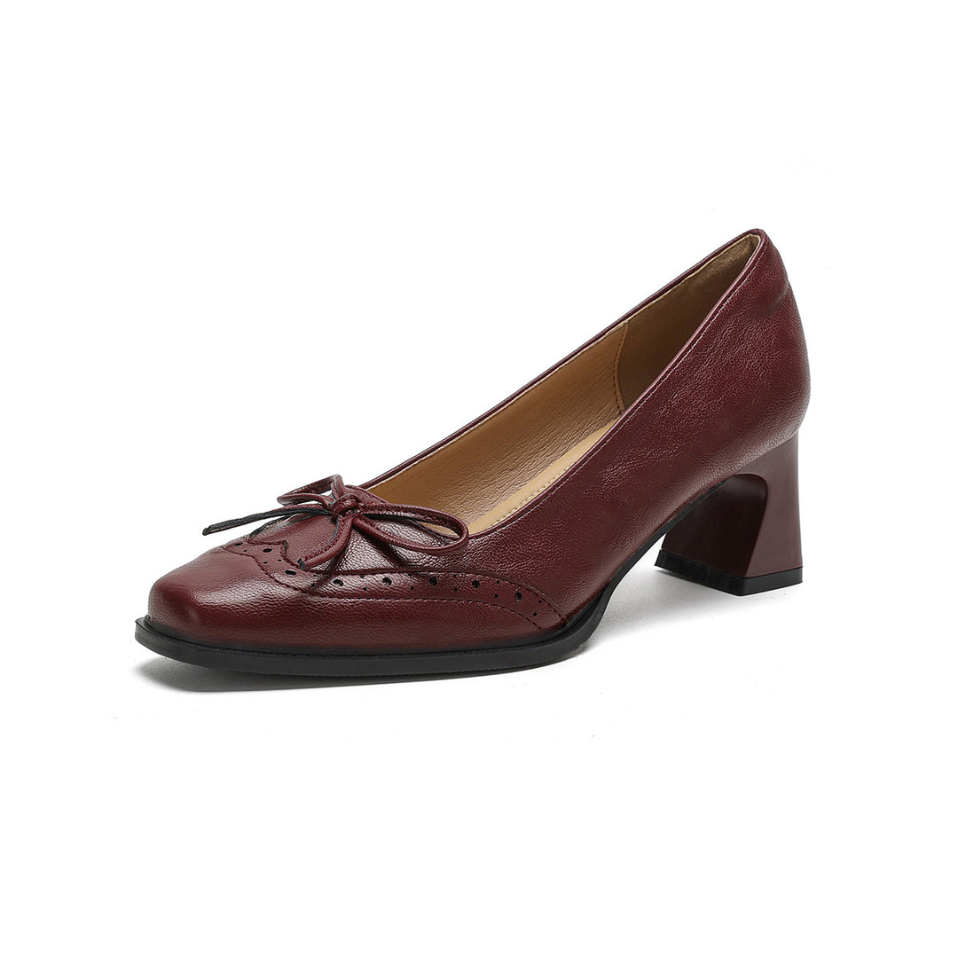 Damen elegante Pumps mit modischer Schleife und klassischer Perforation R&B