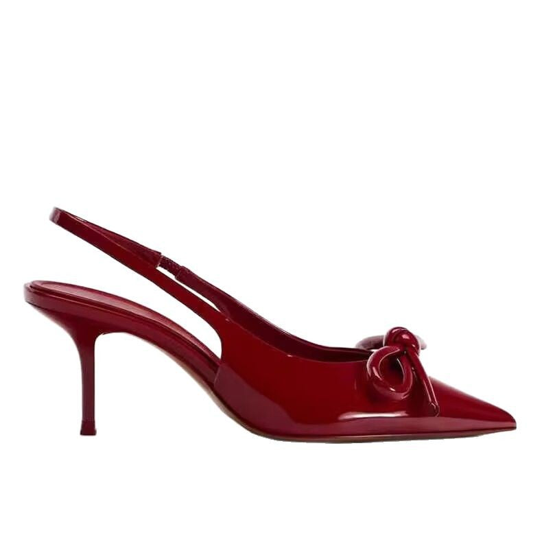 Damen Slingback-Pumps mit elegantem Schleifenakzent und spitz zulaufendem Design R&B