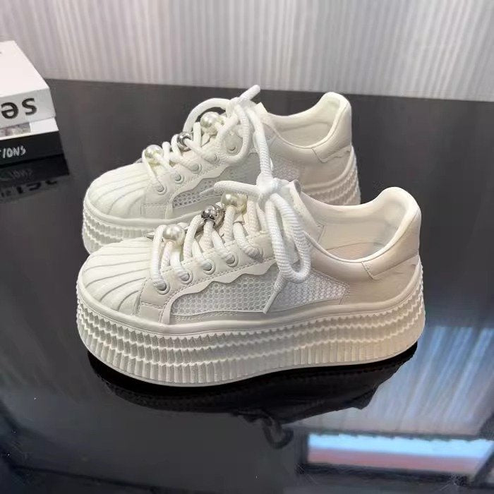Damen modische Plateau Sneakers mit atmungsaktivem Obermaterial und komfortabler Sohle R&B