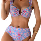 Damen Hochtailliertes Bikini-Set mit ausgefallenem rüschenförmigen Oberteil R&B