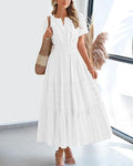 Damen Maxikleid mit tailliertem Design und gestuften Saum R&B