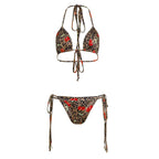 Damen Triangel-Bikini-Set mit floralen Akzenten und animalischem Druck R&B