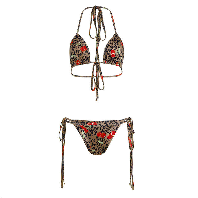 Damen Triangel-Bikini-Set mit floralen Akzenten und animalischem Druck R&B