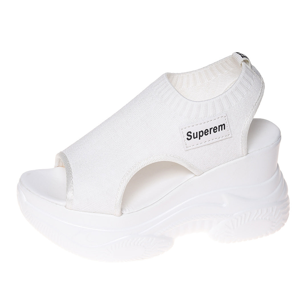 Damen Sportliche Plateau-Sandalen mit atmungsaktivem Strick-Obermaterial R&B