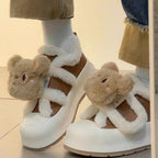 Damen Flauschige Sneaker mit Tiermotiven und komfortablem Futter R&B