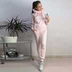 Damen Sportliches Hoodie-Set mit bequemer Passform und elastischen Hosen R&B