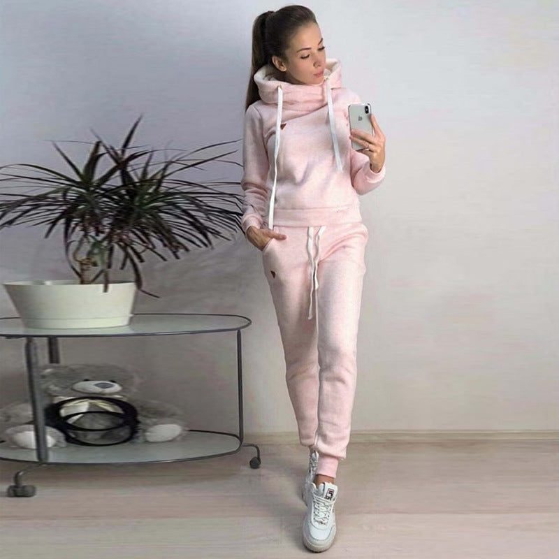 Damen Sportliches Hoodie-Set mit bequemer Passform und elastischen Hosen R&B
