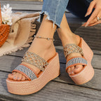 Damen Wedge-Sandalen mit geflochtenem Riemen und rutschfester Sohle