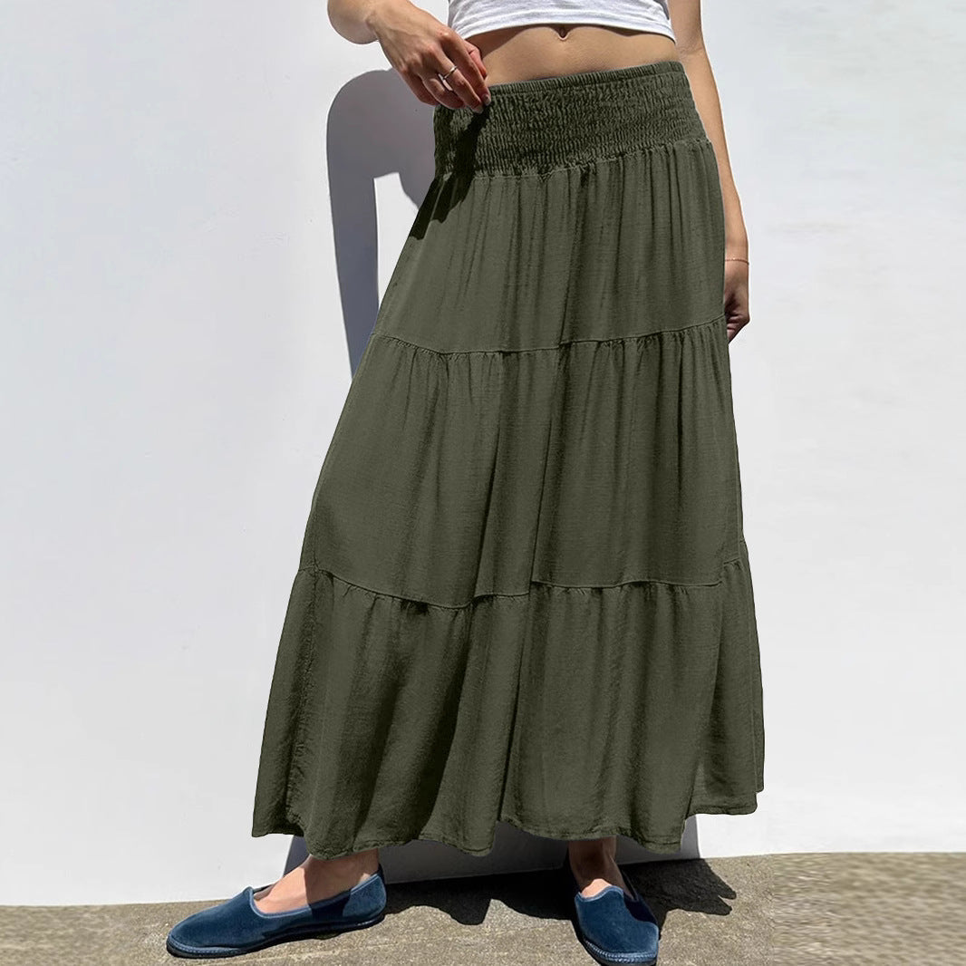 Damen Maxi-Rock mit voluminösem Schnitt und elastischem Bund R&B