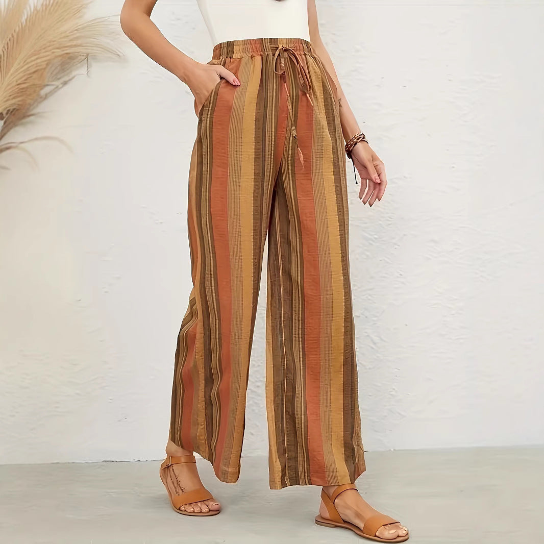 Damen Weit geschnittene Sommerhose mit Kordelzug und seitlichen Taschen R&B