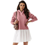 Damen Hoodie-Kleid mit modischem Rüschensaum R&B