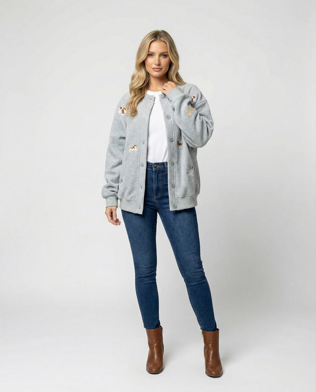 Lockere Damen Oversize Baseball Jacke im verspielten Koreanischen Stil
